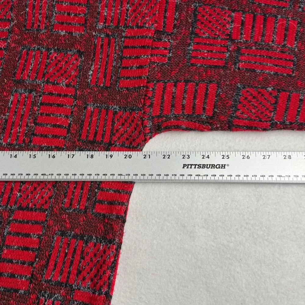 Vintage Red Charcoal Geometric Block Knit Crewneck Sweater Mens‎ Large Retro 90s